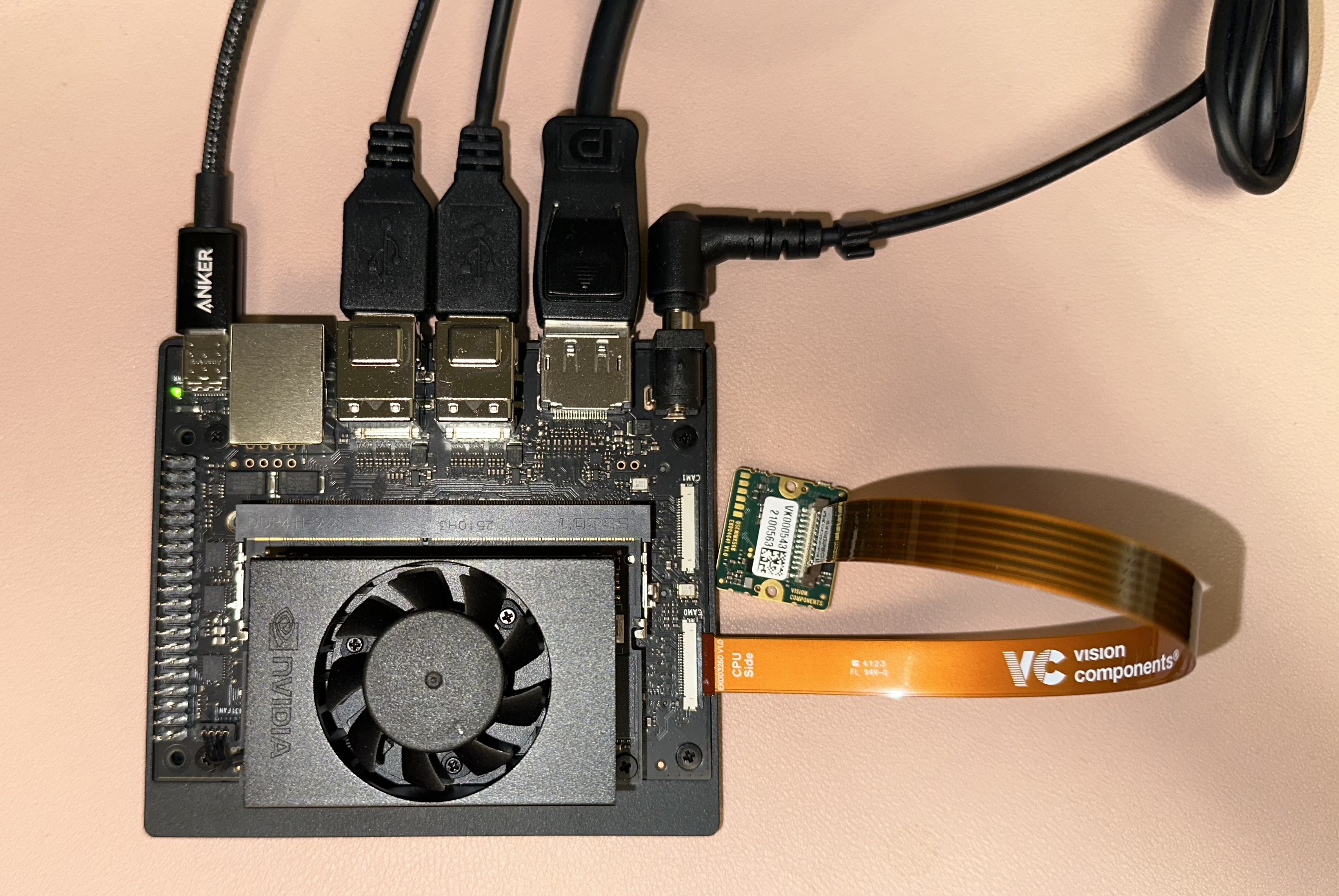 Jetson Orin Nano connected to the VC camera board